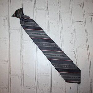 🔘🔴 Vintage Gray + Red Clip-On Tie · Ketch · 17.5" 🔴🔘